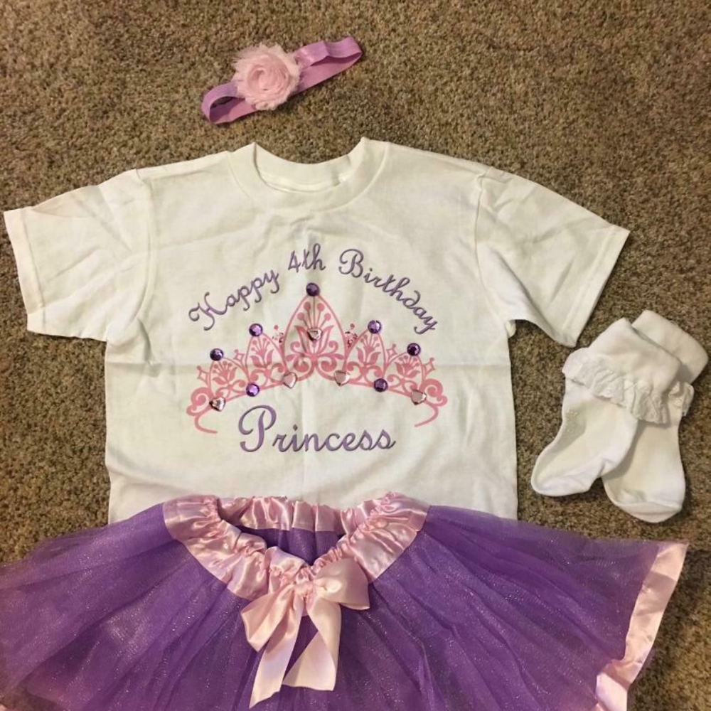 Birthday tutu Outfit- Little Girl 4th Bday